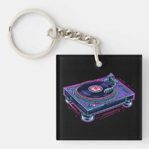 Turntable Vintage Audio LP Vinyl Record Player Key Ring