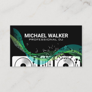 Turntables DJ Musical Notes Business Card
