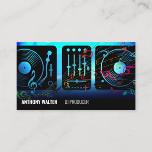 Turntables Musical Notes Ambience Background Business Card