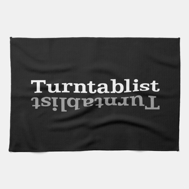 Turntablist ʇsılqɐʇuɹn⊥ tea towel (Horizontal)