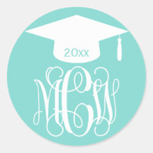 Turq Aqua Vine Script Monogram Graduation DIY BG