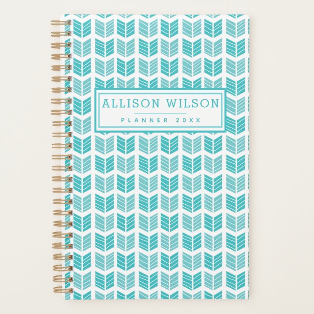 Turqoise Ethnic Aztec Arrows Pattern Planner (Front)