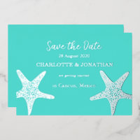 Turqoise Modern Tropical Starfish Beach Wedding  