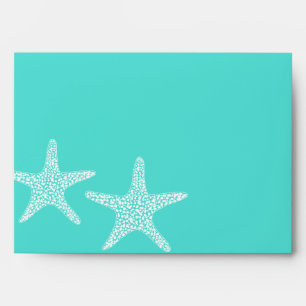 Turqoise Modern Tropical Starfish Beach Wedding    Envelope