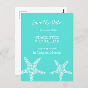 Turqoise Modern Tropical Starfish Beach Wedding    Postcard