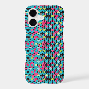 Turqouise and Pink Cube Pattern