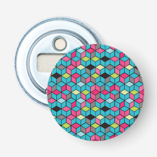 Turqouise and Pink Cube Pattern Bottle Opener