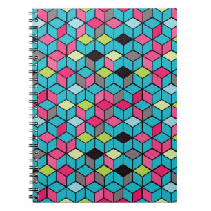Turqouise and Pink Cube Pattern Notebook
