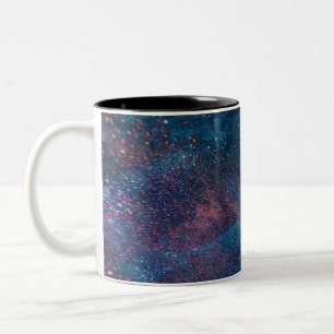 Turqouise Galaxy Paint Sparkles Two-Tone Coffee Mug