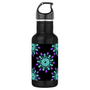 Turquiose and purple neon flower 532 ml water bottle