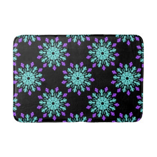 Turquiose and purple neon flower bath mat