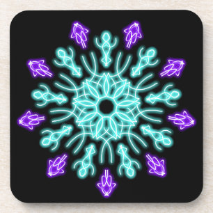 Turquiose and purple neon flower coaster