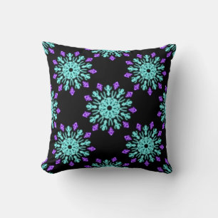 Turquiose and purple neon flower cushion