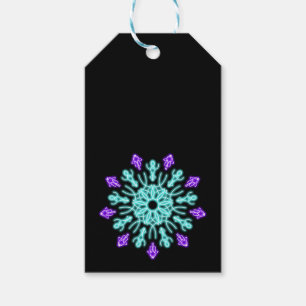 Turquiose and purple neon flower gift tags