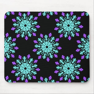 Turquiose and purple neon flower mouse mat