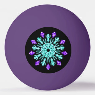 Turquiose and purple neon flower ping pong ball