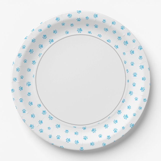 Turquiose Paws Paper Plates (Front)
