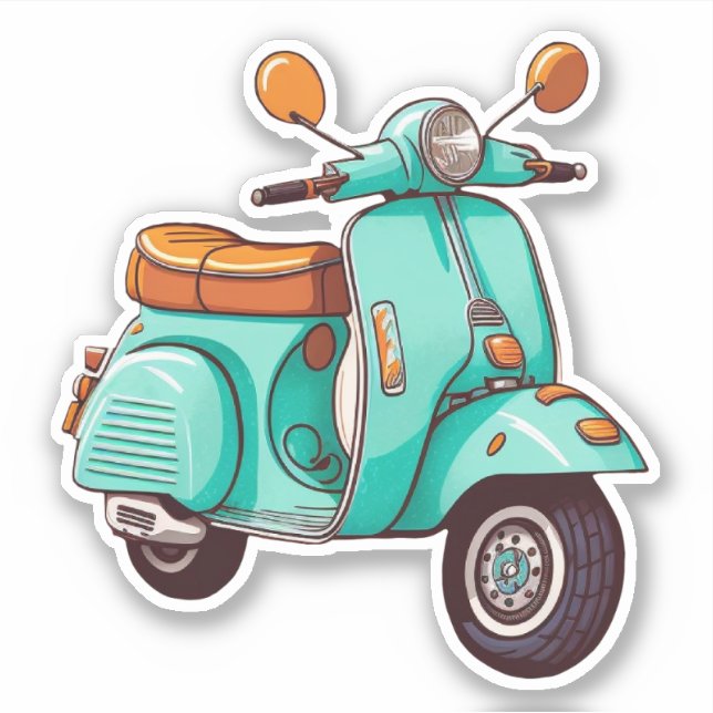 Turquiose Vespa Motor Scooter Sticker (Front)