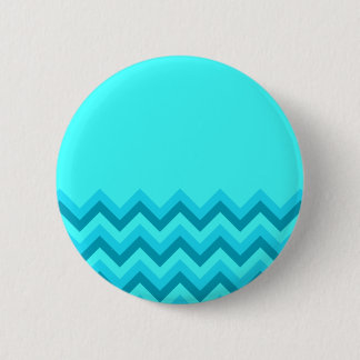 Turquiose Zig Zag Pattern. Part Plain. 6 Cm Round Badge
