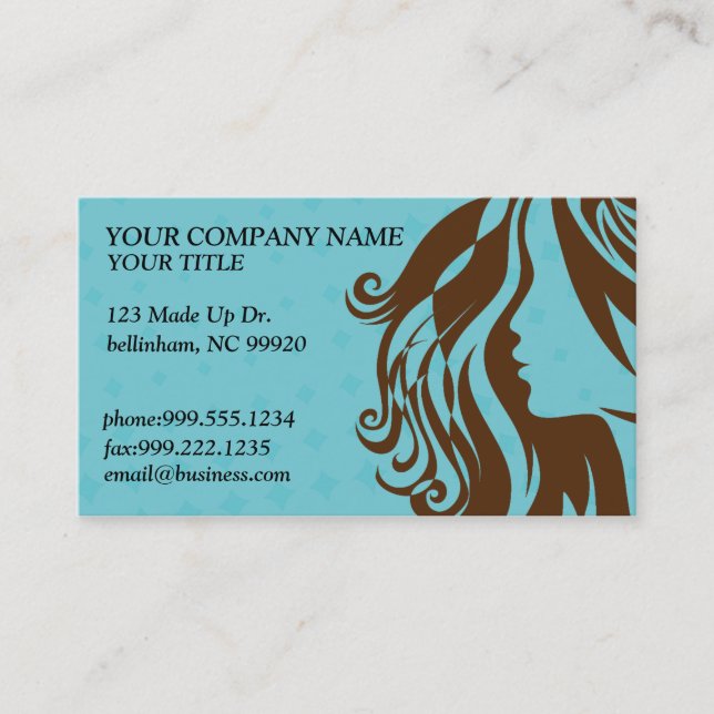 Turquise and Brown Salon Business Card (Front)