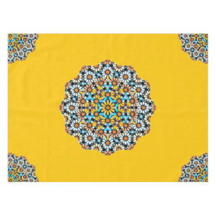Turquise and Yellow Marble Moroccan Mosaic  Tablecloth