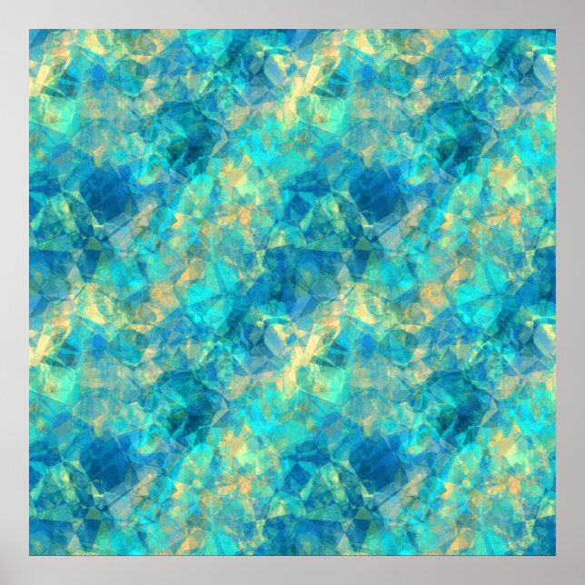 Turquise Crumpled Texture Poster (Front)