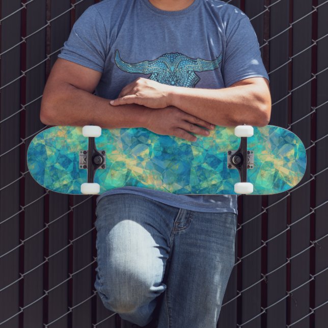 Turquise Crumpled Texture Skateboard (Outdoor 3)