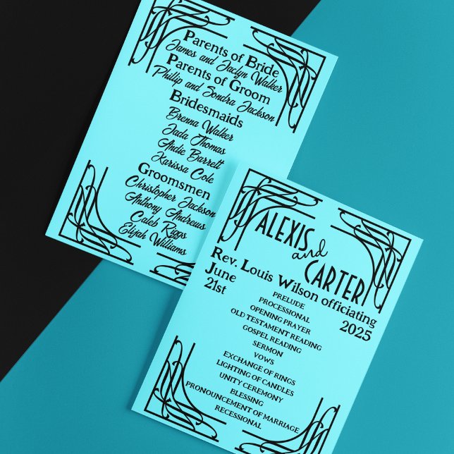 Turquoise 1920's Wedding  Programme (Creator Uploaded)