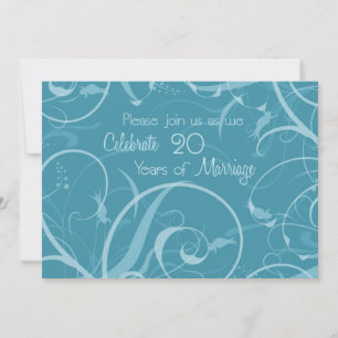 Turquoise 20th Wedding Anniversary Invitation