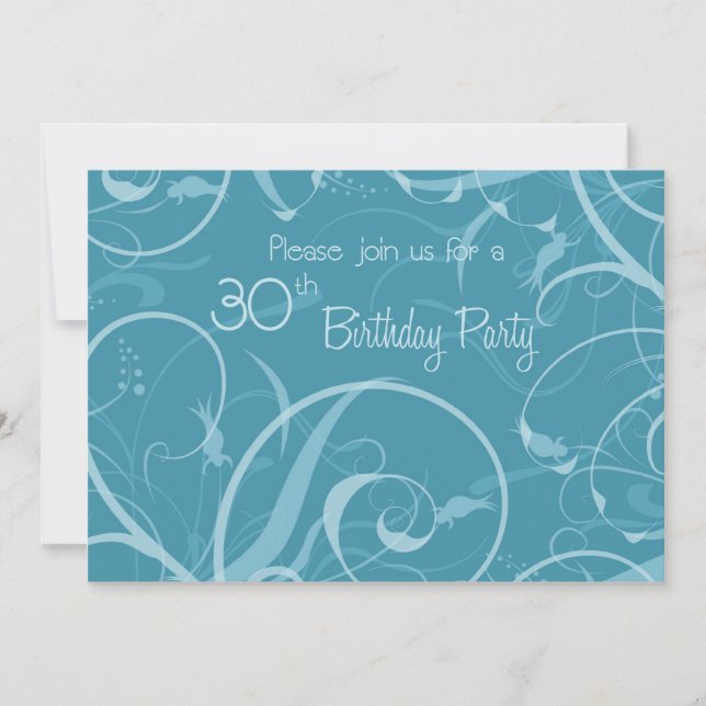 Turquoise 30th Birthday Party Invitation Cards (Front)