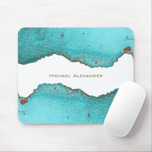Turquoise Abstract Art Custom Named Mouse Mat