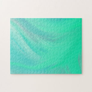 Turquoise Abstract Brush Strokes Gradient Ombre Jigsaw Puzzle
