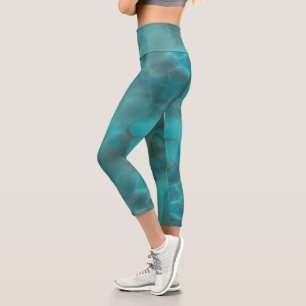 Turquoise Abstract Capri Leggings