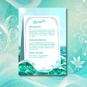 turquoise abstract coastal wave vibe wedding enclosure card