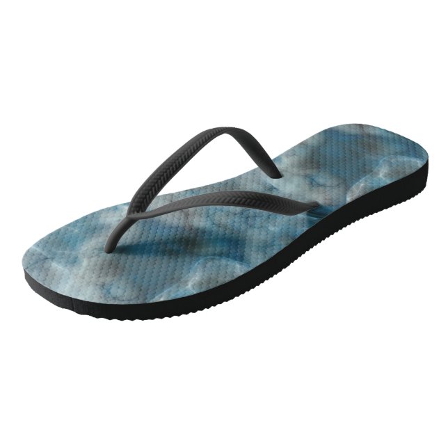Turquoise Abstract Flip Flops (Angled)