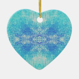 Turquoise Abstract ice crystal pattern Ceramic Tree Decoration