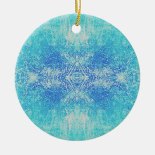Turquoise Abstract ice crystal pattern Ceramic Tree Decoration