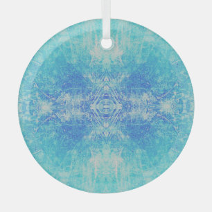 Turquoise Abstract ice crystal pattern Glass Tree Decoration