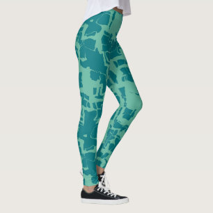 Turquoise abstract leggings