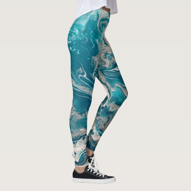 Turquoise Abstract Leggings (Right)