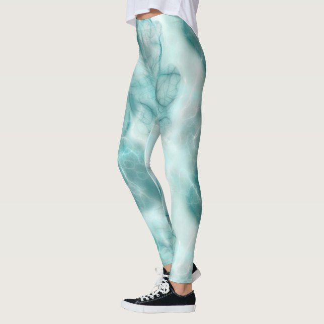 Turquoise Abstract Leggings (Left)