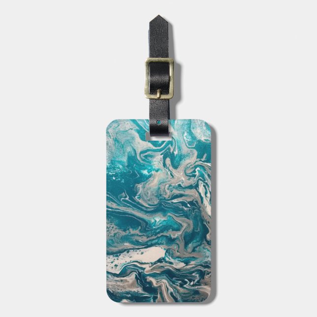 Turquoise Abstract Luggage Tag Personalised (Front Vertical)