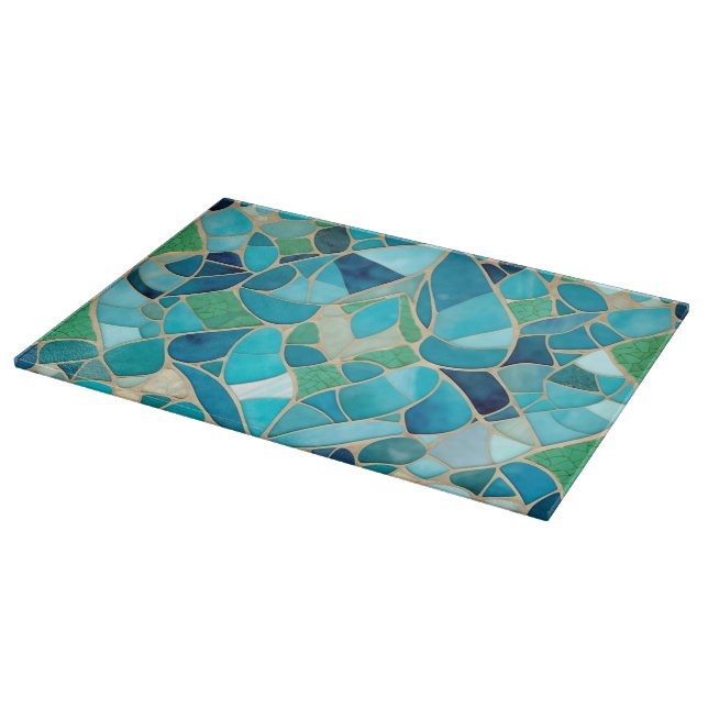 Turquoise Abstract Mosaic with Art Deco style Cutting Board (Corner)