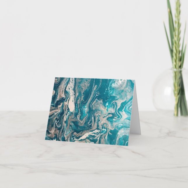 Turquoise Abstract Note Cards (Front)