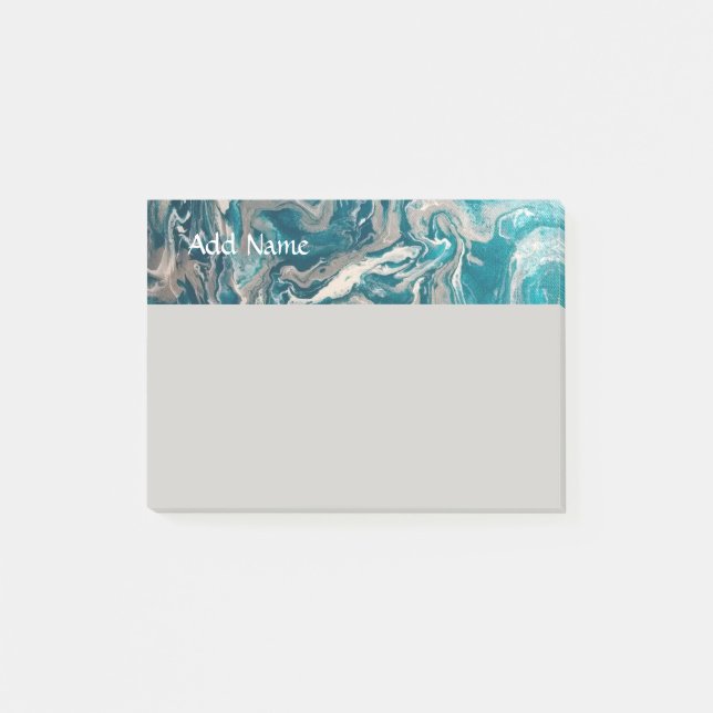 Turquoise Abstract Personalised Post it Notes 4x3 (Front)