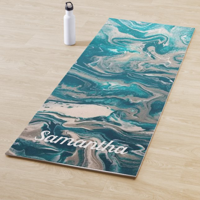 Turquoise Abstract Personalised Yoga Mat (In Situ)