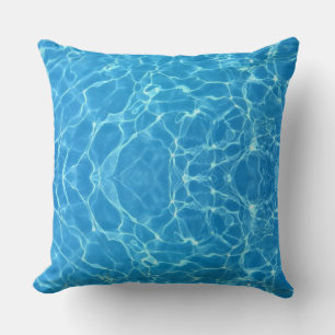 Turquoise abstract water cushion