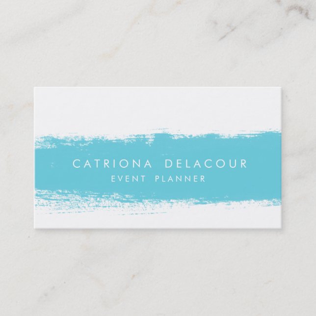 Turquoise Abstract Watercolor Splash Business Card (Front)