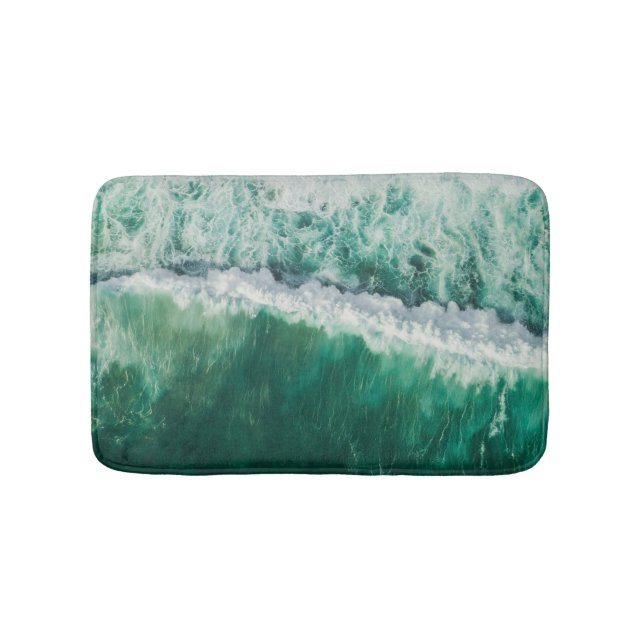 Turquoise Aerial Wave: Drone Shot Bath Mat (Front)