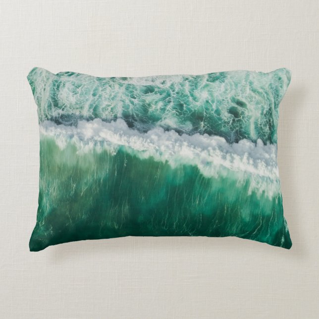 Turquoise Aerial Wave: Drone Shot Decorative Cushion (Front)